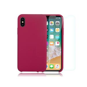 Pack iPhone X / iPhone XS Silikon Hülle Kirsche + gehärtetes Glas