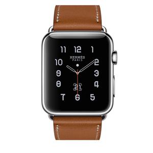 Apple Watch (Series 3) Septiembre 2017 42 mm - Acero inoxidable Plata - Correa Hermès correa sencilla Marrón