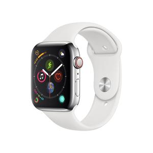 Apple Watch (Series 4) September 2018 40 mm - Roestvrij Staal Zilver - Armband Sport armband Wit