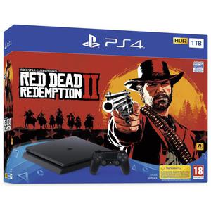 Konsoli Sony PlayStation 4 Slim 1TB + 1 Ohjain + Red Dead Redemption II - Musta