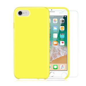 Pack iPhone 7 / iPhone 8 Silikon hülle gelb + gehärtetes glas