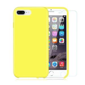 Pack iPhone 7 / iPhone 8 Plus Funda Amarilla En Silicona & Cristal Templado