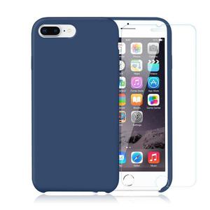 Pack Coque iPhone 7 Plus / iPhone 8 Plus en Silicone Bleu Cobalt + Verre Trempé