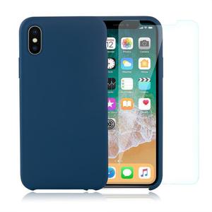 Pack iPhone X / iPhone XS Silikon Hülle Kobaltblau + gehärtetes Glas