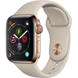 Apple Watch (Series 4) September 2018 40 - Stainless steel Gold - Sport loop Gray sand