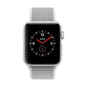 Apple Watch (Series 4) September 2018 44 mm - Aluminium Zilver - Armband Geweven Sportbandje van Nike Grijs