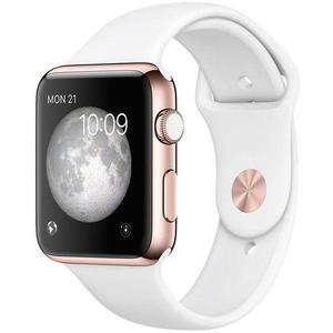 Apple Watch (Series 2) 2016 42 mm - Aluminium Gold - Armband Sportarmband Weiss