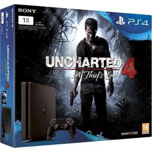 Konsole Sony PlayStation 4 Slim 1TB + 1 Joystick + Spiel Uncharted 4: A Thief'S End - Schwarz