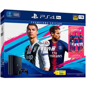 Sony Playstation 4 Pro 1 TB Konsole - Schwarz + 1 Fernbedienung + Fifa 19