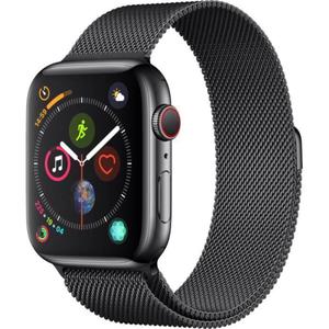 Apple Watch (Series 4) Septembre 2018 44 mm - Acier inoxydable Gris sidéral - Bracelet Milanais Noir