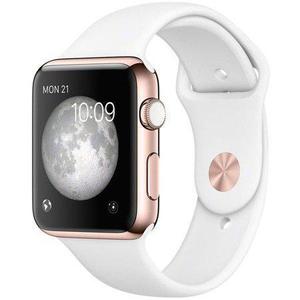 Apple Watch (Series 3) 2017 38 mm - Aluminium Rose Goud - Armband Sport armband Wit