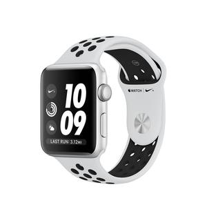 Apple Watch (Series 3) September 2017 42 mm - Aluminium Zilver - Armband Nike sport armband Zwart/Grijs