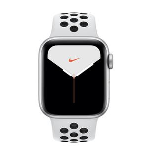 Apple Watch (Series 5) 40 - Aluminium Argent - Bracelet Sport Nike Platine pur/Noir