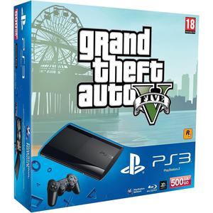 Konsole Sony PlayStation 3 Ultra Slim 500GB + Controller + Spiel Grand Theft Auto V - Schwarz