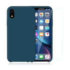 Pack Coque iPhone XR en Silicone Bleu Canard + Verres Trempés