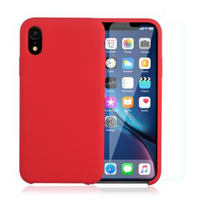 Confezione custodia in silicone per iPhone XR + Vetro temperato