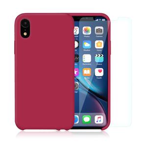 Confezione custodia in silicone per iPhone XR + Vetro temperato