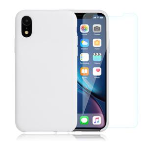 Pack iPhone XR Silikon Hülle Weiß + gehärtetes Glas