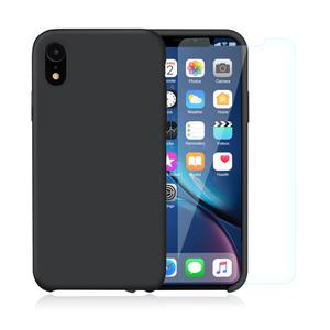 Pack iPhone XR Silikon Hülle Schwarz + gehärtetes Glas