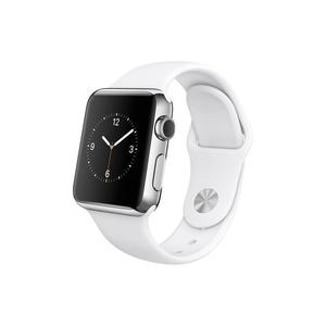 Apple Watch (Series 1) Dezember 2016 38 mm - Rostfreier Stahl Silber - Armband Sportarmband Weiß