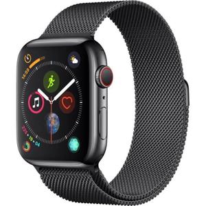 Apple Watch (Series 5) September 2019 40 mm - Rostfreier Stahl Schwarz - Armband Milanaise Armband Schwarz