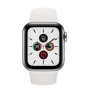 Apple Watch (Series 5) September 2019 40 mm - Rostfreier Stahl Silber - Armband Sportarmband Weiß