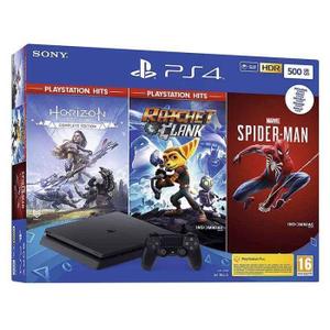 Console Sony PlayStation 4 Slim 500 GB + Controller + Controller + Marvel's Spider-Man + Horizon Zero Dawn CE + Ratchet & Clank - Zwart
