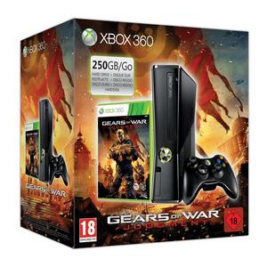 Wohnzimmer-Konsole Microsoft Xbox 360 Slim 250 GB + Controller + Gears Of War: Judgement Game - Schwarz