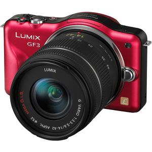 Cámara híbrida Panasonic Lumix DMC-GF3 - rojo + objetivo Lumix G X Vario PZ 14-42 mm f/3.5-5.6 ASPH Power OIS