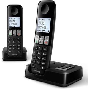 Téléphone sans fil avec répondeur Philips D2552B/01- Noir