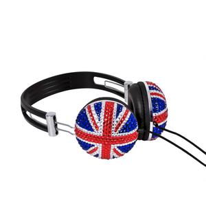Union Jack Crystal Effect Bling A081 Auscultador- - Arlequim