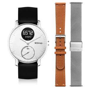 Montre Cardio GPS Withings Steel HR 36" + Bracelets Cuir - Milanais - Argent