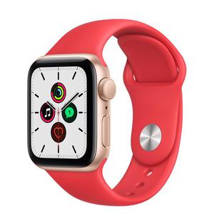 Apple Watch (Series 4) September 2018 40 mm - Aluminium Goud - Armband Sport armband Rood
