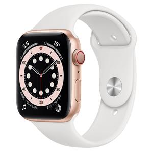 Apple Watch (Series 5) September 2019 40 mm - Aluminium Goud - Armband Sport armband Wit