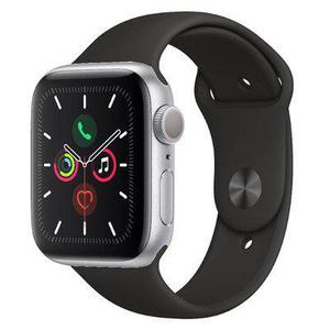 Apple Watch (Series 5) Syyskuu 2019 44 mm - Alumiini Hopea - Armband Sport loop Musta