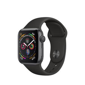 Apple Watch (Series 4) Syyskuu 2018 40 mm - Ruostumaton teräs Musta - Armband Sport loop Musta