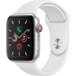 Apple Watch (Series 5) Syyskuu 2019 40 mm - Alumiini Hopea - Armband Sport loop Wit