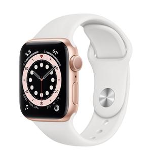 Apple Watch (Series 4) September 2018 40 mm - Aluminium Goud - Armband Sport armband Wit