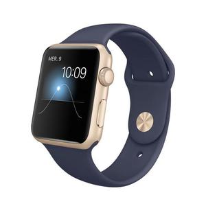 Apple Watch (Series 1) September 2016 42 mm - Aluminium Goud - Armband Sport armband Donkerblauw