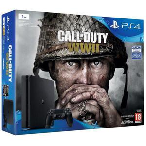 Sony Playstation 4 Slim 1 TB + Controller + Call of Duty: WWII - Schwarz