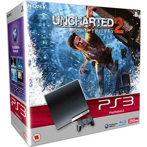 Sony PS3 Slim 250 GB + Uncharted 2 - Schwarz