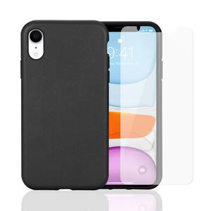 Pack Coque Compostable iPhone XR Noir, fabriquée à partir de plantes + 2 Verres Trempés