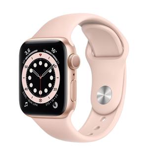 Apple Watch (Serie 6) September 2020 44 mm - Aluminium Goud - Armband Sport armband Rozenkwarts