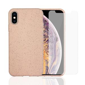 Hülle und 2 Schutzfolie iPhone X/XS - Kompostierbar - Rosa