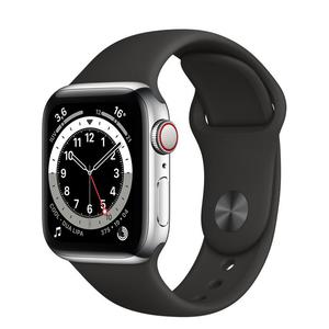 Apple Watch (Series 5) Syyskuu 2019 40 mm - Alumiini Hopea - Armband Sport loop Musta