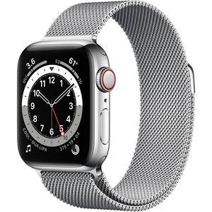 Apple Watch Series 6 (2020) GPS + Cellular 40 mm - Acier inoxydable Argent - Bracelet milanais Gris