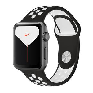 Apple Watch (Series 5) Septembre 2019 40 mm - Aluminium Gris sidéral - Bracelet Sport Nike Noir/Blanc