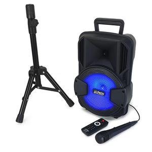 Enceintes sono Party Sound & Light Enceinte autonome mobile 8"/20cm à led - 300W - USB/BT/SD avec support trépied + Micro + télécommande