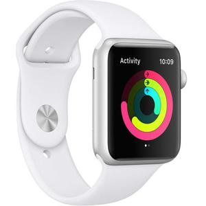 Apple Watch (Series 3) September 2017 42 mm - Aluminium Zilver - Armband Sport armband Blanc