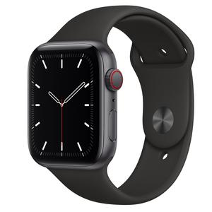 Apple Watch (Series SE) September 2020 44 mm - Aluminium Space Grau - Armband Sportarmband Schwarz
